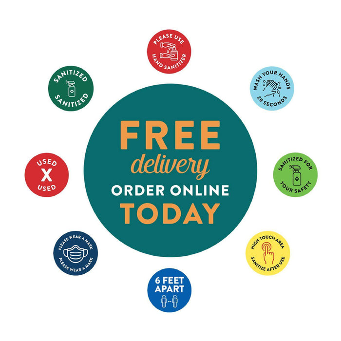 Restaurant Curbside Pickup Social Distancing Signs-Set of 50-Andaz Press-Free Delivery 1-