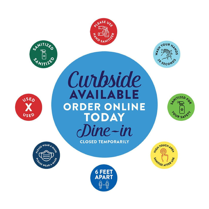 Restaurant Curbside Pickup Social Distancing Signs-Set of 50-Andaz Press-Order Online Today-