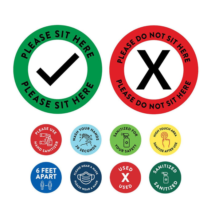 Restaurant Curbside Pickup Social Distancing Signs-Set of 50-Andaz Press-Please Sit Here-