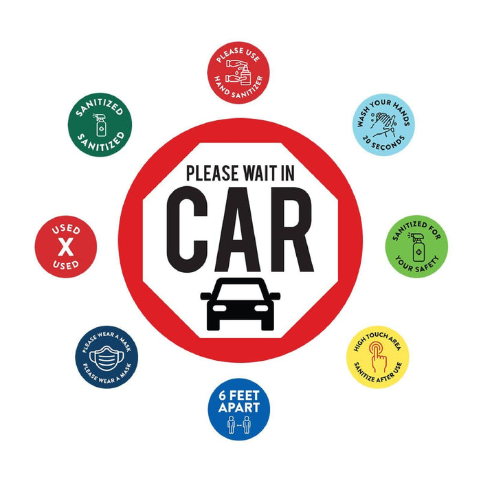 Restaurant Curbside Pickup Social Distancing Signs-Set of 50-Andaz Press-Please Wait In Car-