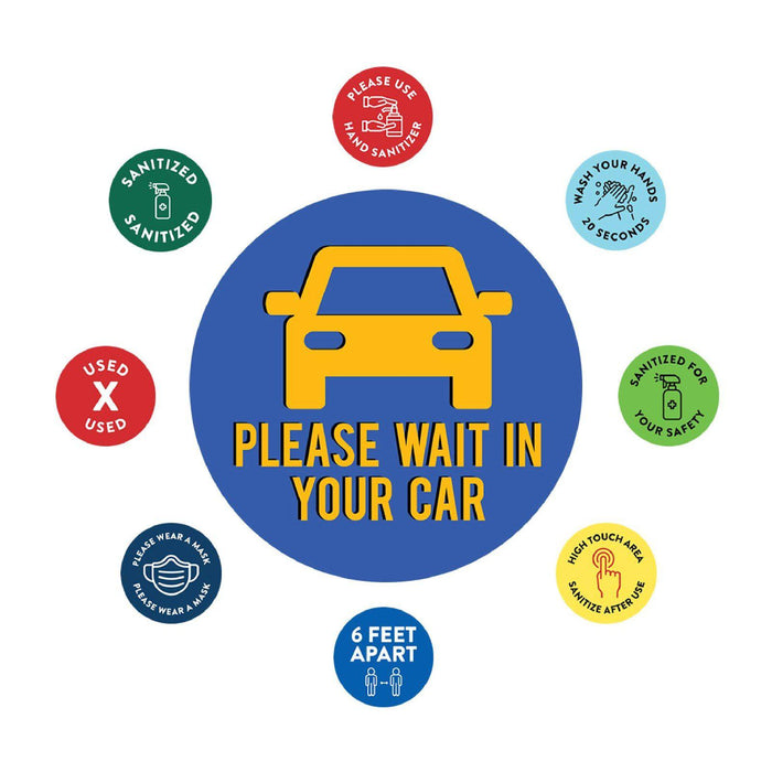 Restaurant Curbside Pickup Social Distancing Signs-Set of 50-Andaz Press-Please Wait In Your Car-