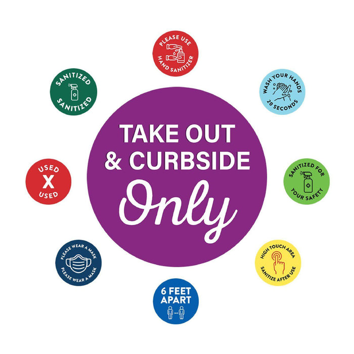 Restaurant Curbside Pickup Social Distancing Signs-Set of 50-Andaz Press-Take Out & Curbside Only-