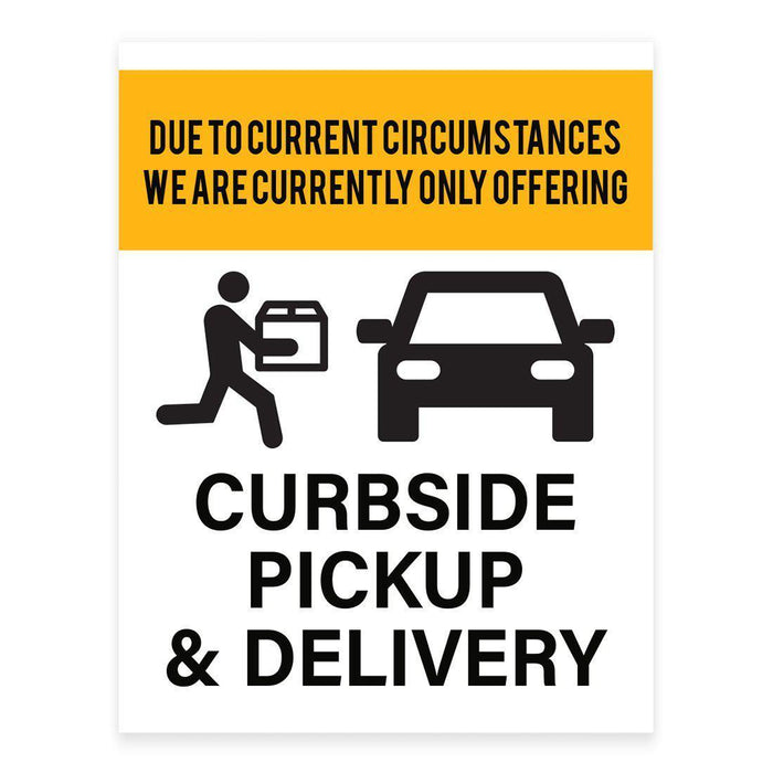 Restaurant Social Distancing Rectangle Curbside Signs-Set of 10-Andaz Press-Delivery Business Signs-