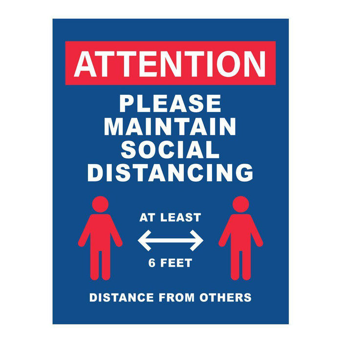 Restaurant Social Distancing Rectangle Curbside Signs-Set of 10-Andaz Press-Please Maintain Social Distancing-