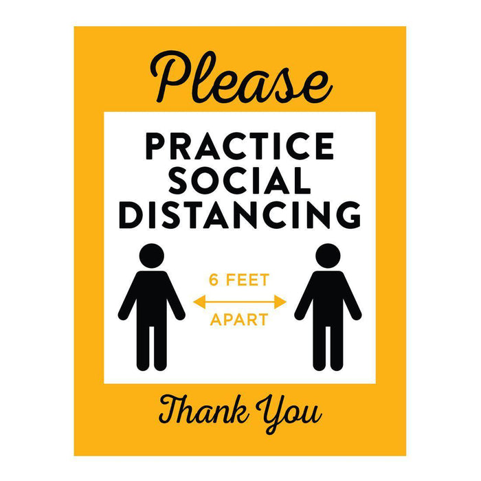Restaurant Social Distancing Rectangle Curbside Signs-Set of 10-Andaz Press-Please Practice Social Distancing-