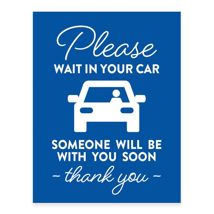 Restaurant Social Distancing Rectangle Curbside Signs-Set of 10-Andaz Press-Please Wait In Your Car 1-