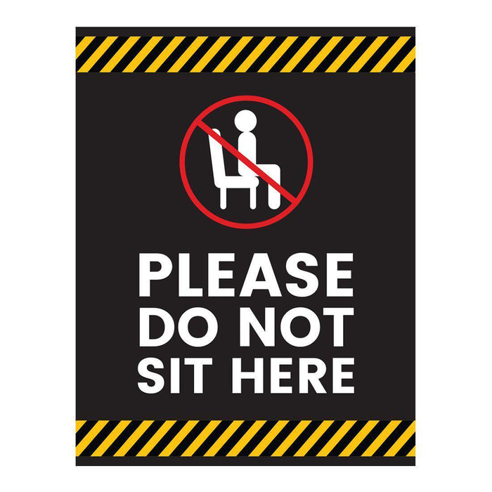 Restaurant Social Distancing Rectangle Curbside Signs-Set of 10-Andaz Press-Sit Here Rectangle-