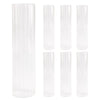 Ribbed Clear Hurricane Glass Cylinder Candleholder Chimney Tube-Set of 6-Koyal Wholesale-2.55" x 10"-