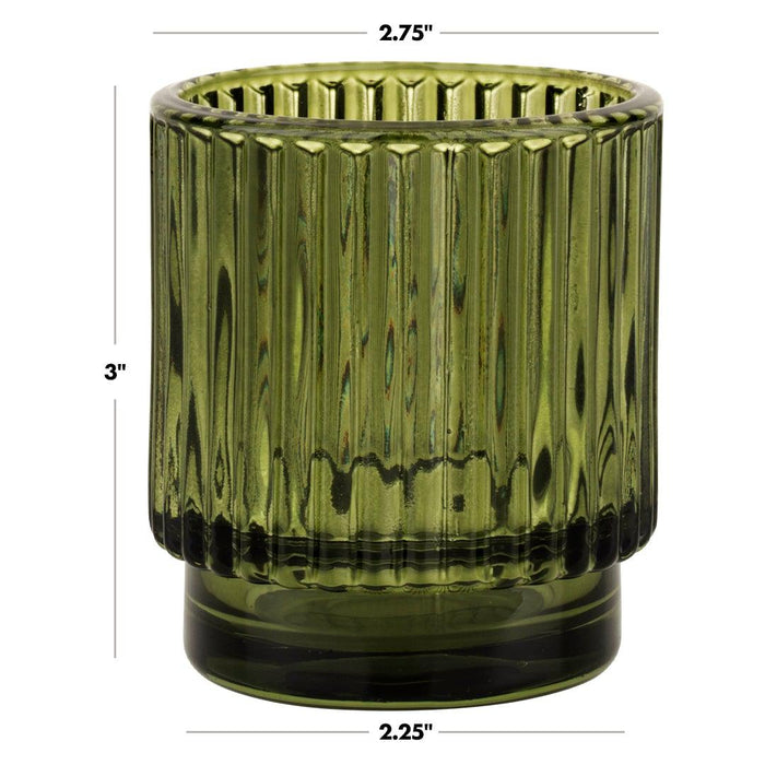 Ribbed Glass Votive Candle Holders - Aesthetic Decor & Candle Holders for Table Centerpiece, Set of 6-Set of 6-Koyal Wholesale-Clear-