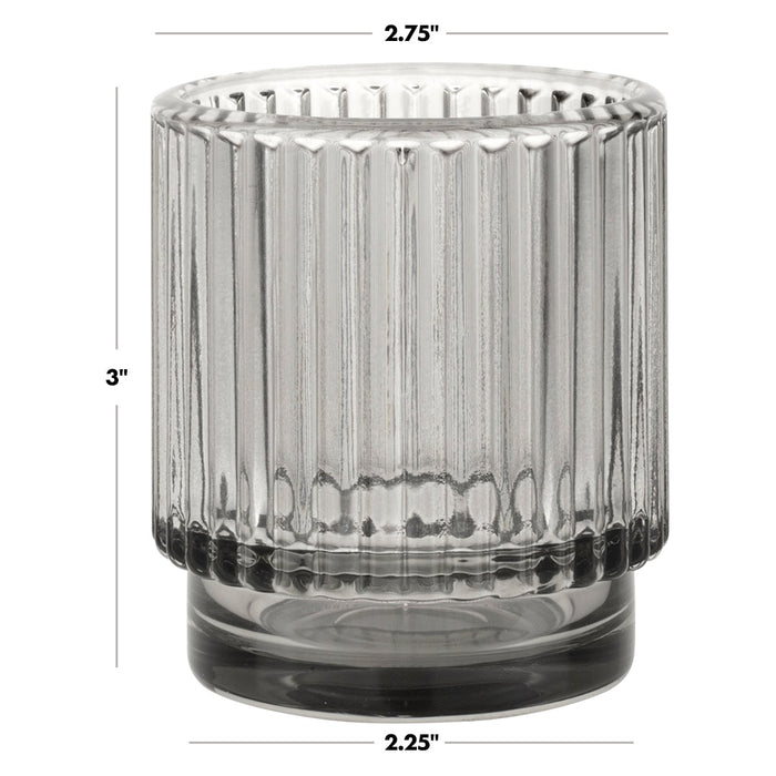 Ribbed Glass Votive Candle Holders - Aesthetic Decor & Candle Holders for Table Centerpiece, Set of 6-Set of 6-Koyal Wholesale-Clear-