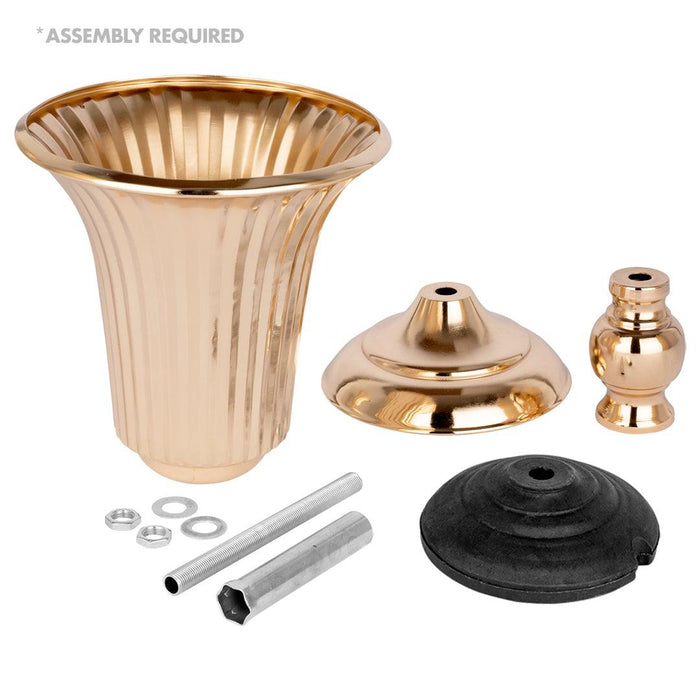 Ribbed Metal Compote Trumpet Vase, Set of 10-Set of 1-Koyal Wholesale-Copper-