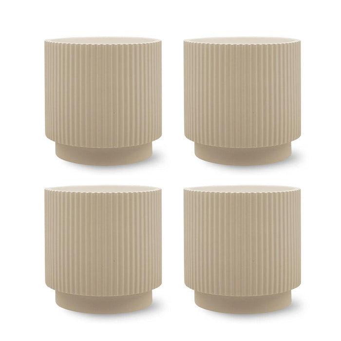 Ribbed Round Modern Vases, Set of 4-Set of 4-Koyal Wholesale-Desert Tan-