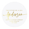 Round Clear Custom Wedding Return Address Labels with Gold Ink, Set of 40-Set of 40-Andaz Press-The Future Mr. & Mrs.-