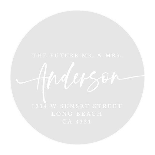 Round Clear Custom Wedding Return Address Labels with White Ink, Set of 40-Set of 40-Andaz Press-The Future Mr. & Mrs.-