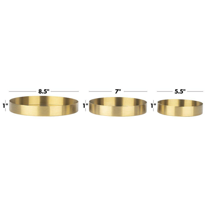 Round Decorative Gold Metal Trays, Set of 3-Set of 3-Koyal Wholesale-