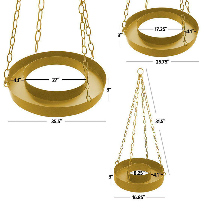 Round Floral Chandelier Set-Set of 3-Koyal Wholesale-Gold-