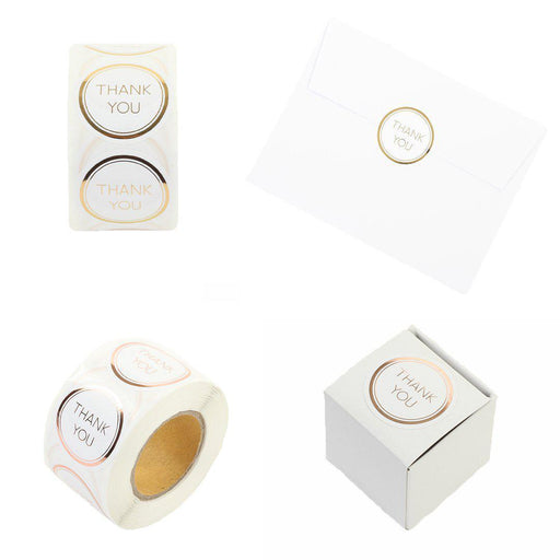Round Foil Edge Thank You Favor Labels-Set of 500-Koyal Wholesale-Gold-