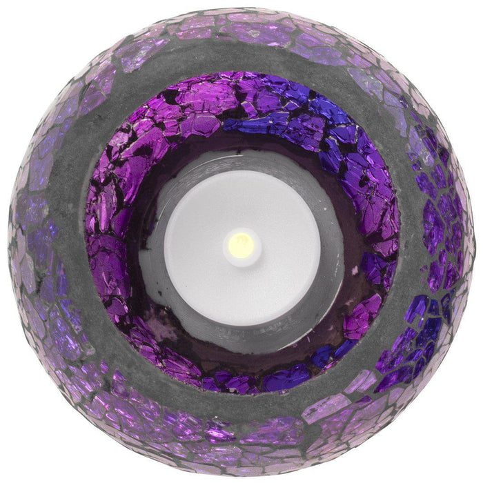 Round Mosaic Votive Candle Holder for Table Centerpiece, Home Decor, Special Occassions and Gifts-Set of 4-Koyal Wholesale-Purple-