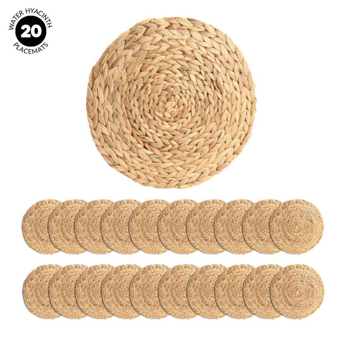 Round Water Hyacinth Placemats-Koyal Wholesale-Set of 20-