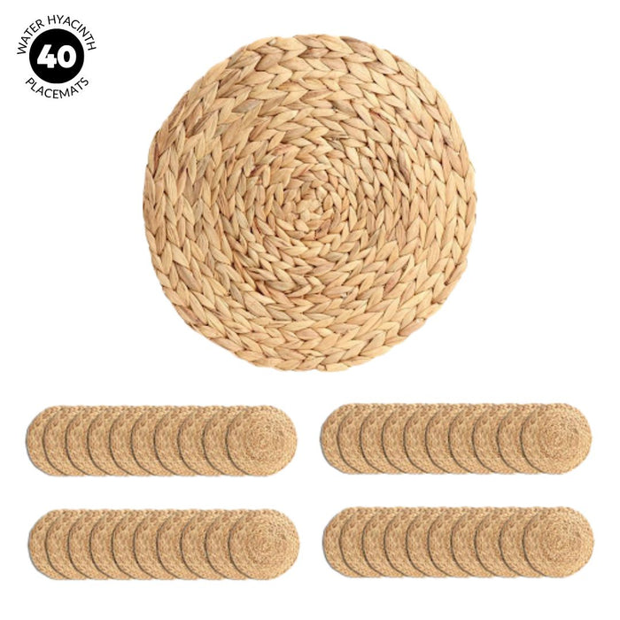 Round Water Hyacinth Placemats-Koyal Wholesale-Set of 40-