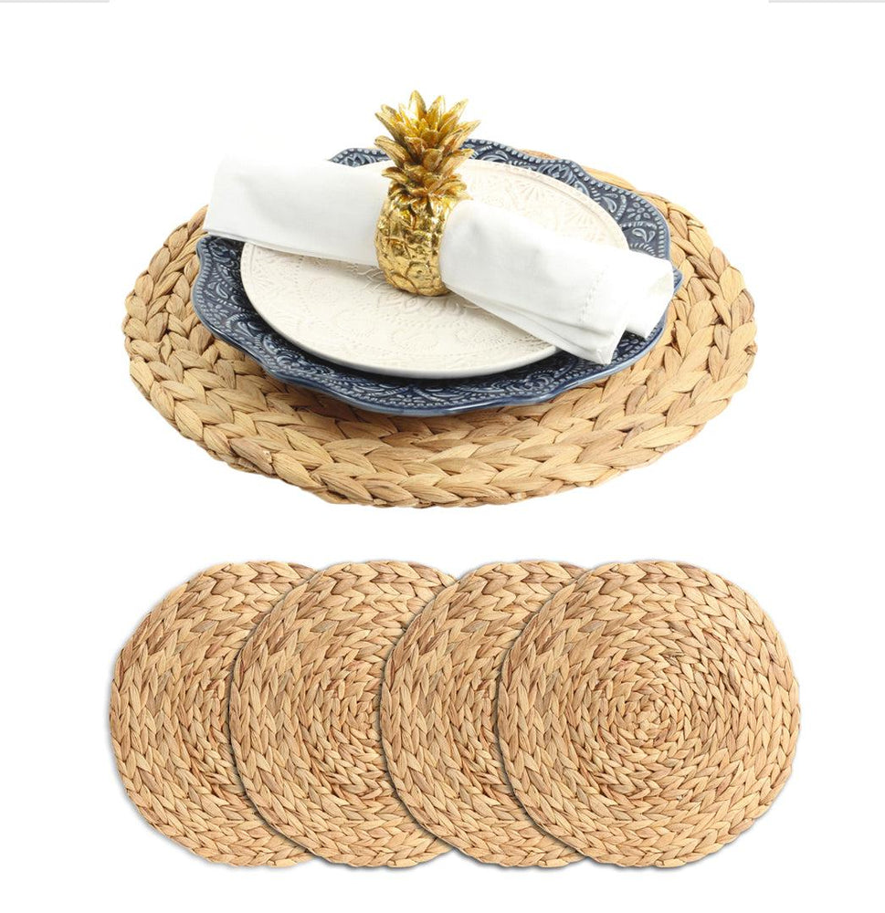 Round Water Hyacinth Placemats-Koyal Wholesale-Set of 4-