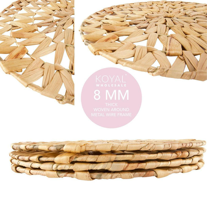 Round Woven Water Hyacinth Placemats Bulk Pack-Koyal Wholesale-Set of 4-