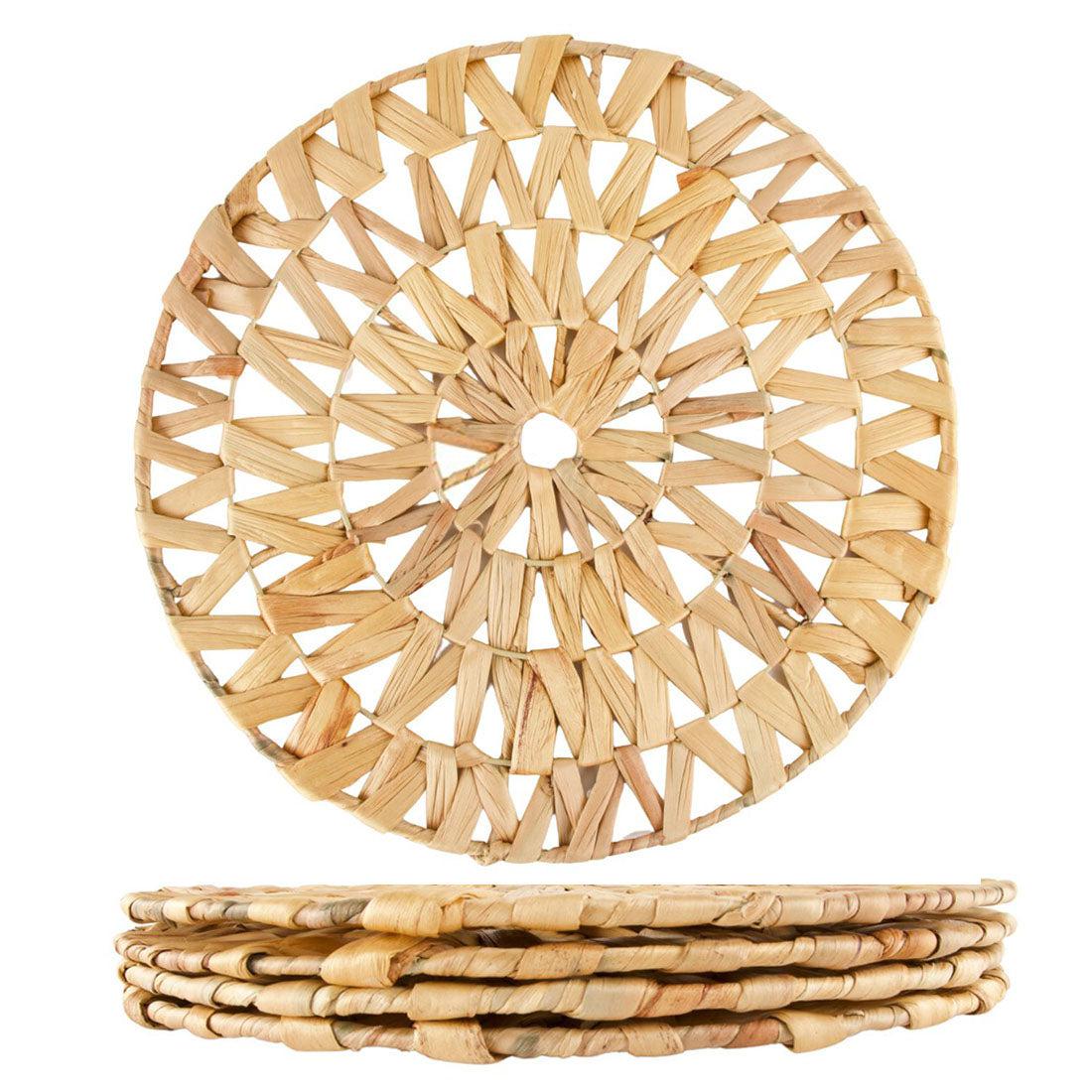 Round Woven Water Hyacinth Placemats Bulk Pack