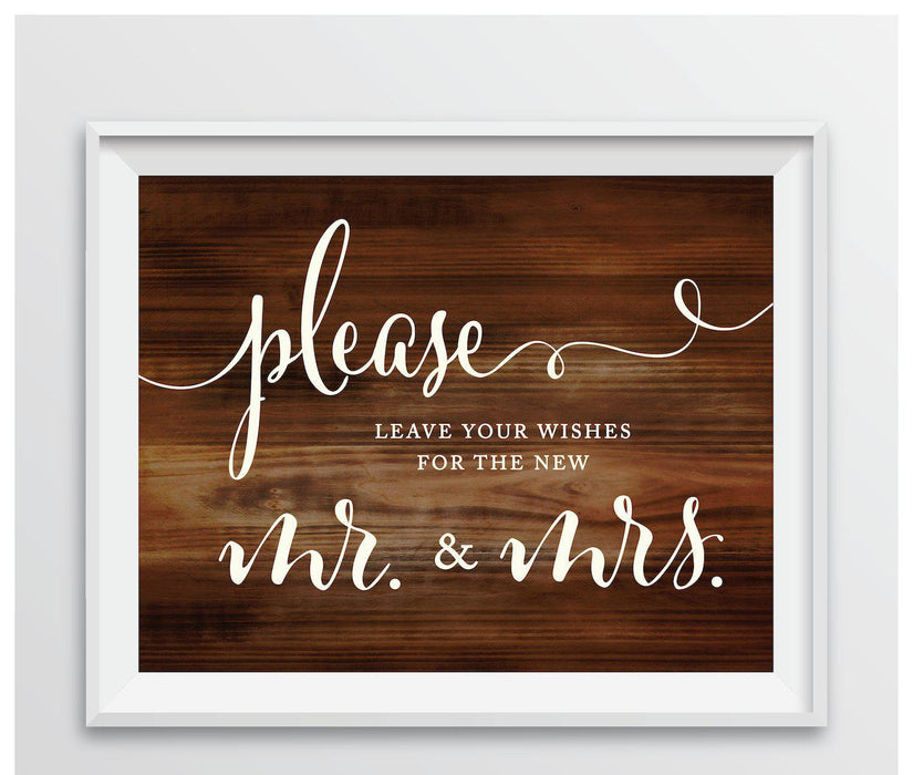 Rustic Wood Wedding Party Signs-Set of 1-Andaz Press-Leave Your Wishes For New Mr. & Mrs.-