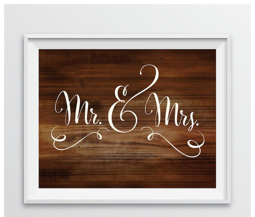 Rustic Wood Wedding Party Signs-Set of 1-Andaz Press-Mr. & Mrs.-