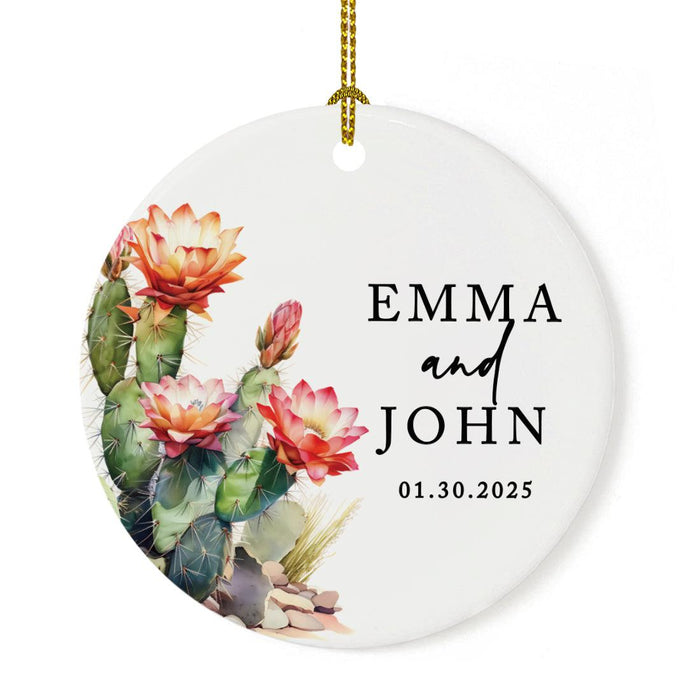 Set of 1 Cactus Ceramic Ornament for Christmas, Custom Succulent Decor, Ideal Gift for Couples-Set of 1-Andaz Press-Cactus Western-