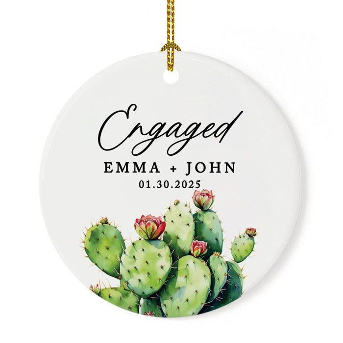 Set of 1 Cactus Ceramic Ornament for Christmas, Custom Succulent Decor, Ideal Gift for Couples-Set of 1-Andaz Press-Cactus Western-