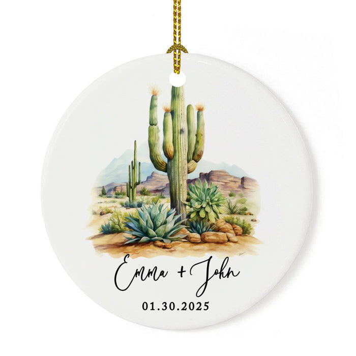 Set of 1 Cactus Ceramic Ornament for Christmas, Custom Succulent Decor, Ideal Gift for Couples-Set of 1-Andaz Press-Cactus Western-