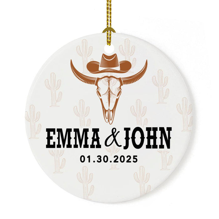 Set of 1 Cactus Ceramic Ornament for Christmas, Custom Succulent Decor, Ideal Gift for Couples-Set of 1-Andaz Press-Cactus Western-