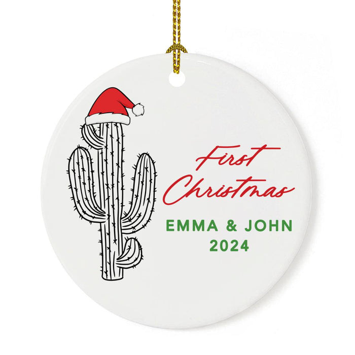 Set of 1 Cactus Ceramic Ornament for Christmas, Custom Succulent Decor, Ideal Gift for Couples-Set of 1-Andaz Press-Cactus Western-