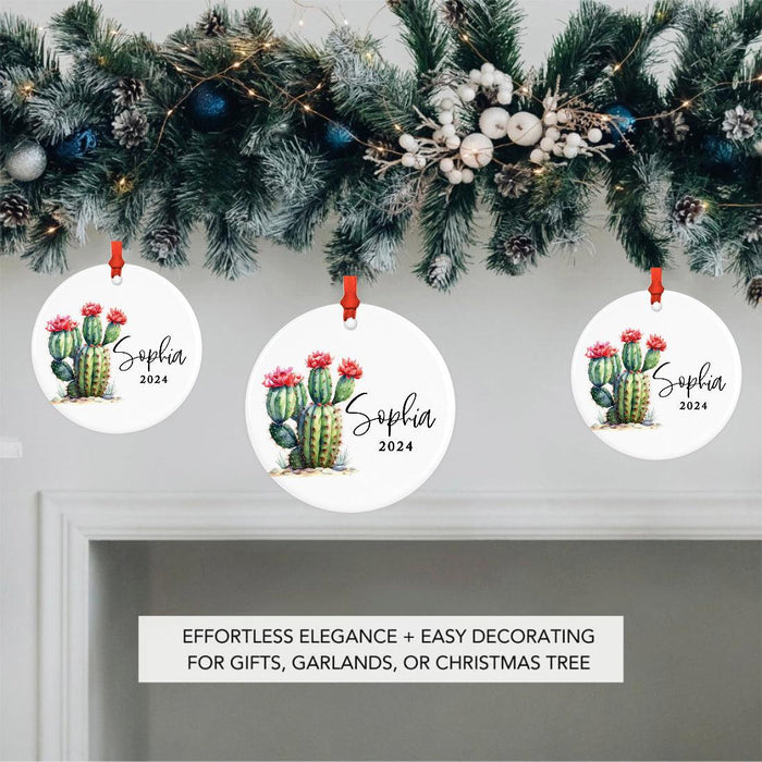 Set of 1 Ceramic Custom Baby Cactus Design Ornament, Succulent Holiday Decor-Set of 1-Andaz Press-