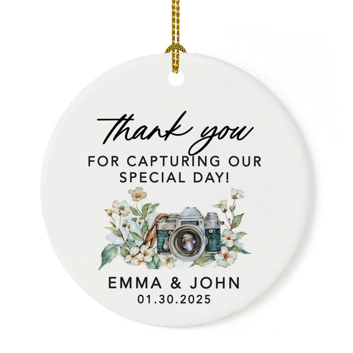 Set of 1 Ceramic Film Camera Ornament 20XX, Custom Christmas Decoration for Photographers-Set of 1-Andaz Press-Thank You For Capturing Our Special Day-