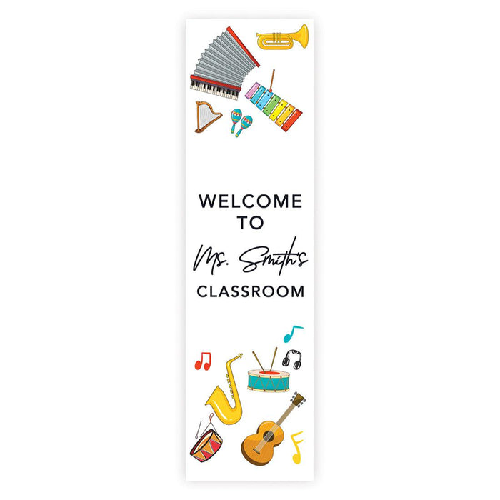 Set of 1 Custom 13x48 Vertical Classroom Door Sign | Welcome & Teacher Decor-Set of 1-Andaz Press-Vertical Art Classroom Banner-