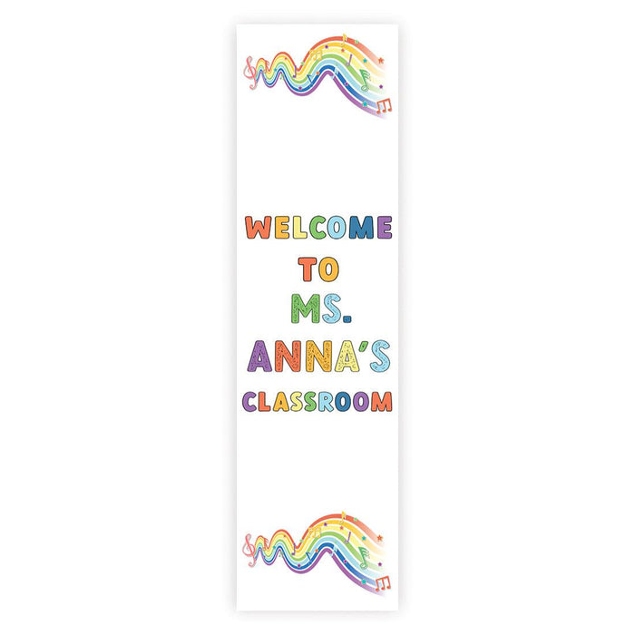 Set of 1 Custom 13x48 Vertical Classroom Door Sign | Welcome & Teacher Decor-Set of 1-Andaz Press-Vertical Art Classroom Banner-