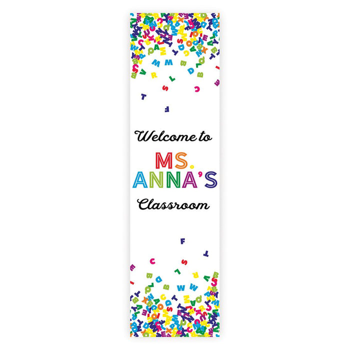 Set of 1 Custom 13x48 Vertical Classroom Door Sign | Welcome & Teacher Decor-Set of 1-Andaz Press-Vertical Art Classroom Banner-