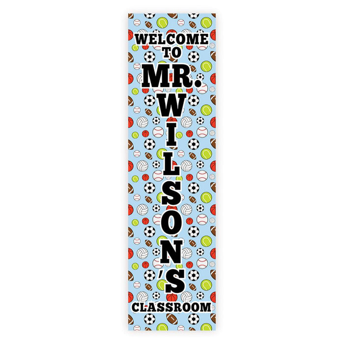Set of 1 Custom 13x48 Vertical Classroom Door Sign | Welcome & Teacher Decor-Set of 1-Andaz Press-Vertical Art Classroom Banner-