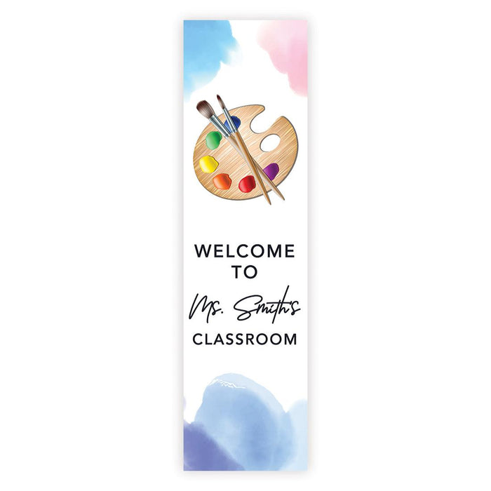 Set of 1 Custom 13x48 Vertical Classroom Door Sign | Welcome & Teacher Decor-Set of 1-Andaz Press-Vertical Art Classroom Banner-