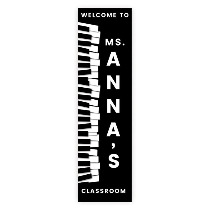 Set of 1 Custom 13x48 Vertical Classroom Door Sign | Welcome & Teacher Decor-Set of 1-Andaz Press-Vertical Piano Classroom-