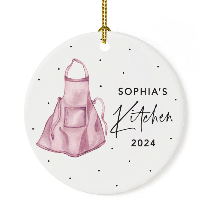 Set of 1 Custom Ceramic Baking Ornament for Christmas Tree 20XX Funny Gift for Bakers-Set of 1-Andaz Press-Watercolor Baking Tools-