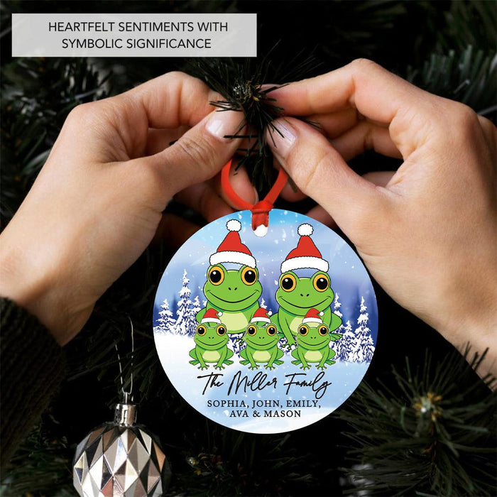 Set of 1 Custom Frog Christmas Metal Ornament 20XX, Frog Family Decor for Christmas Tree-Set of 1-Andaz Press-