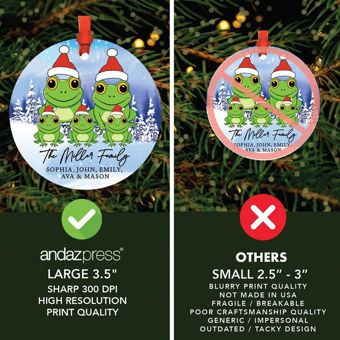 Set of 1 Custom Frog Christmas Metal Ornament 20XX, Frog Family Decor for Christmas Tree-Set of 1-Andaz Press-