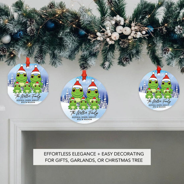 Set of 1 Custom Frog Christmas Metal Ornament 20XX, Frog Family Decor for Christmas Tree-Set of 1-Andaz Press-