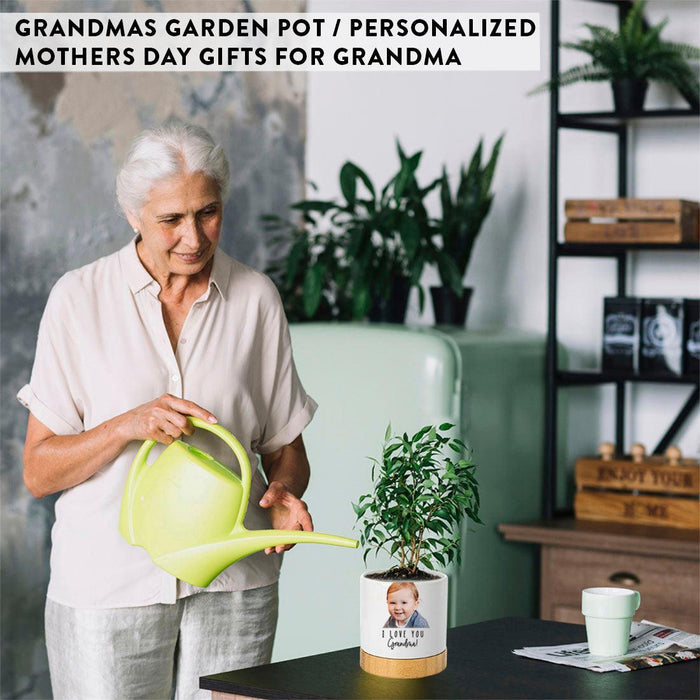 Set of 1 Custom Grandma's Garden Pot with Drainage – Gift for Mom, Nana, Mimi, Mother's Day-Set of 1-Andaz Press-Mother's Day Flower Pot-