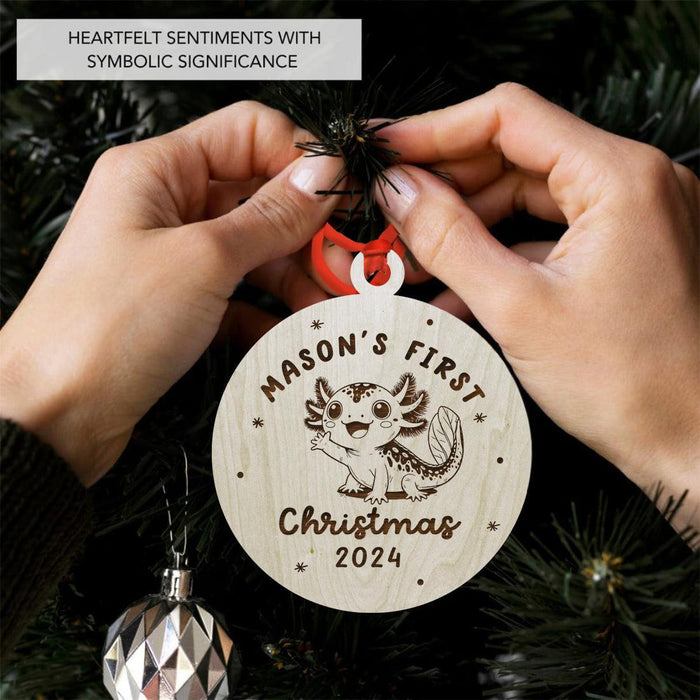 Set of 1 Custom Laser Engraved Axolotl Ornament for Christmas Tree Perfect First Christmas Gift-Set of 1-Andaz Press-