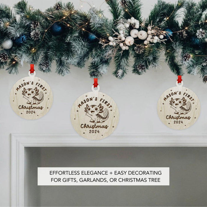Set of 1 Custom Laser Engraved Axolotl Ornament for Christmas Tree Perfect First Christmas Gift-Set of 1-Andaz Press-