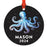 Set of 1 Custom Metal Octopus Ornament 20XX for Kids Christmas Tree Decor-Set of 1-Andaz Press-Blue Octopus-